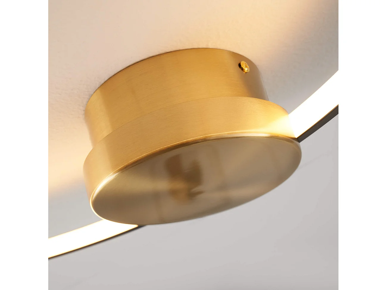 Plafonnier noir et laiton cercle LED dimmable 60 cm - Alisa