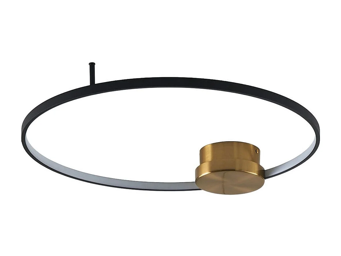 Plafonnier noir et laiton cercle LED dimmable 60 cm - Alisa