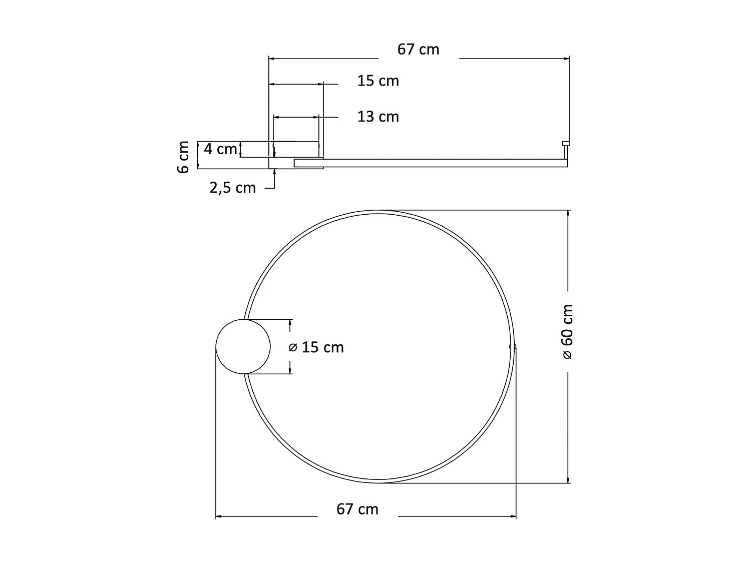 Plafonnier noir et laiton cercle LED dimmable 60 cm - Alisa