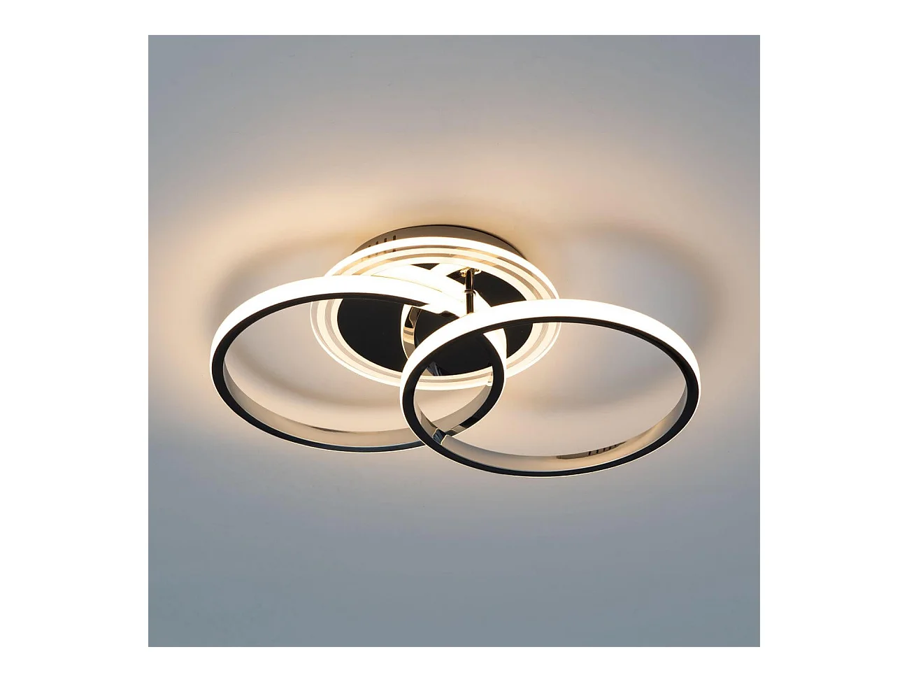 Plafonnier chromé triple boucle LED - Olympia