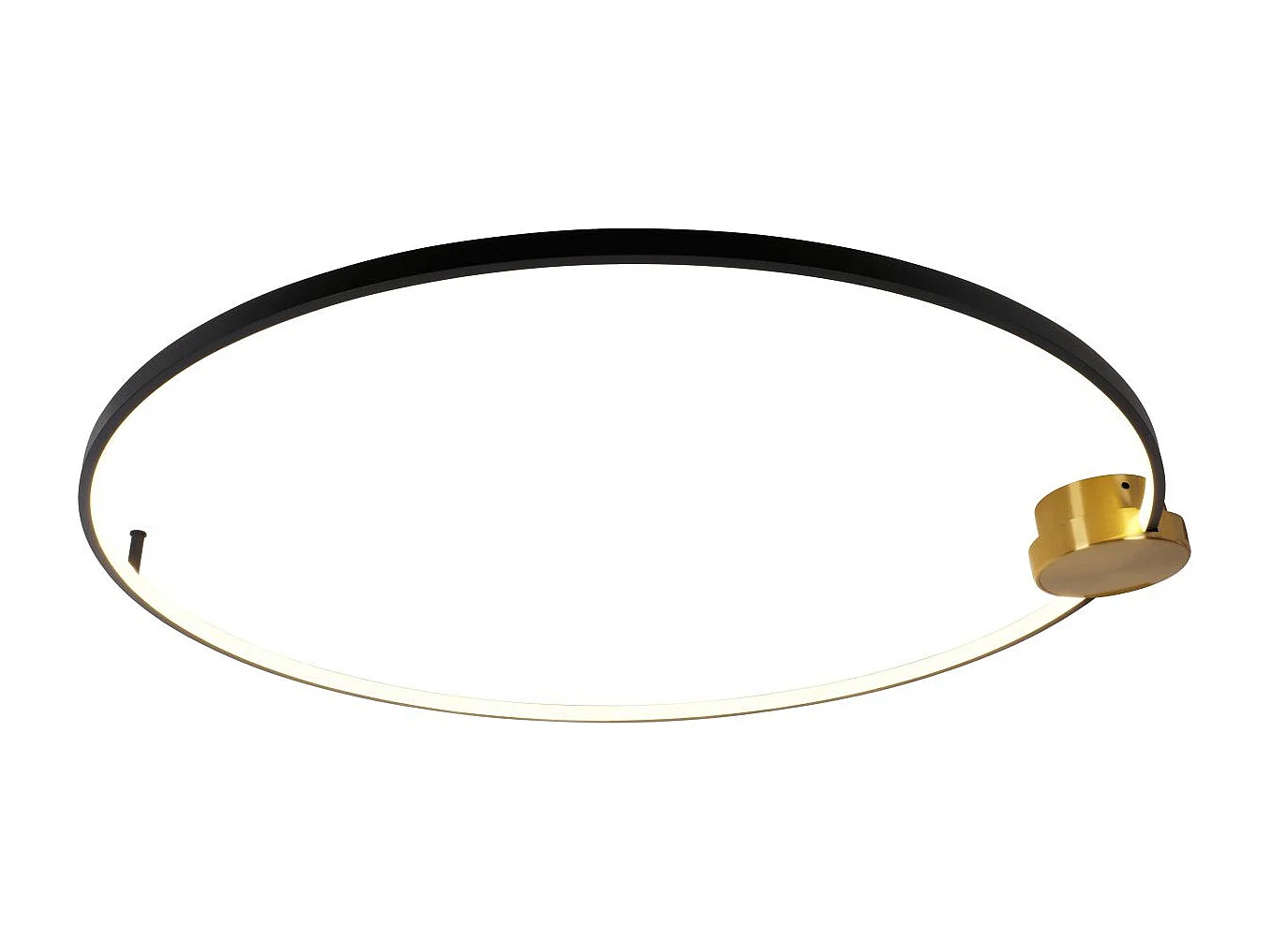 Plafonnier noir et laiton cercle LED dimmable 80 cm - Alisa