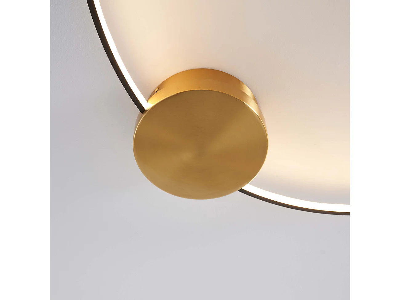 Plafonnier noir et laiton cercle LED dimmable 80 cm - Alisa