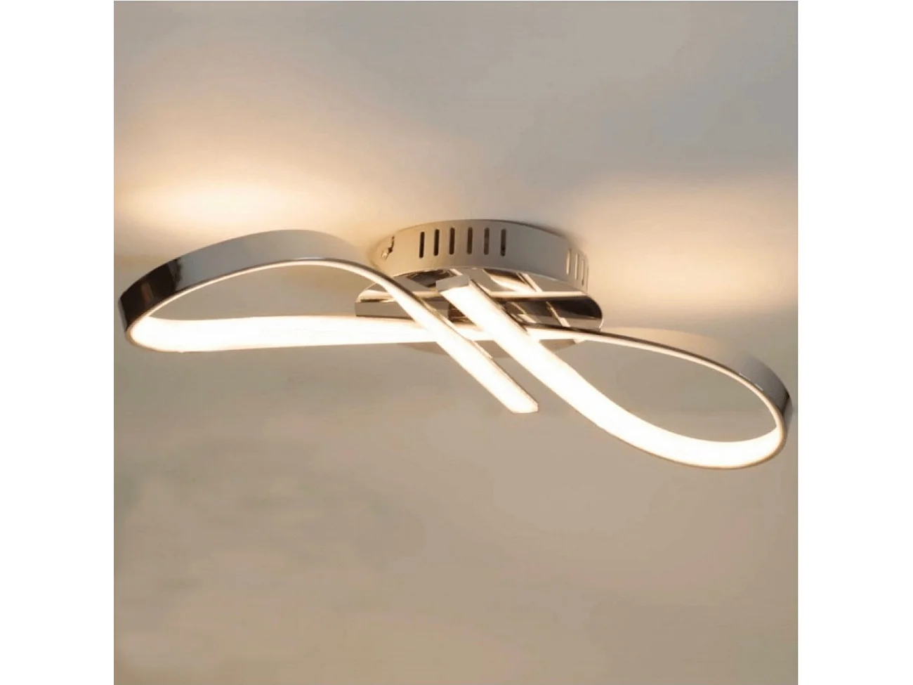 Plafonnier LED dimmable design ruban infini chromé - Acht