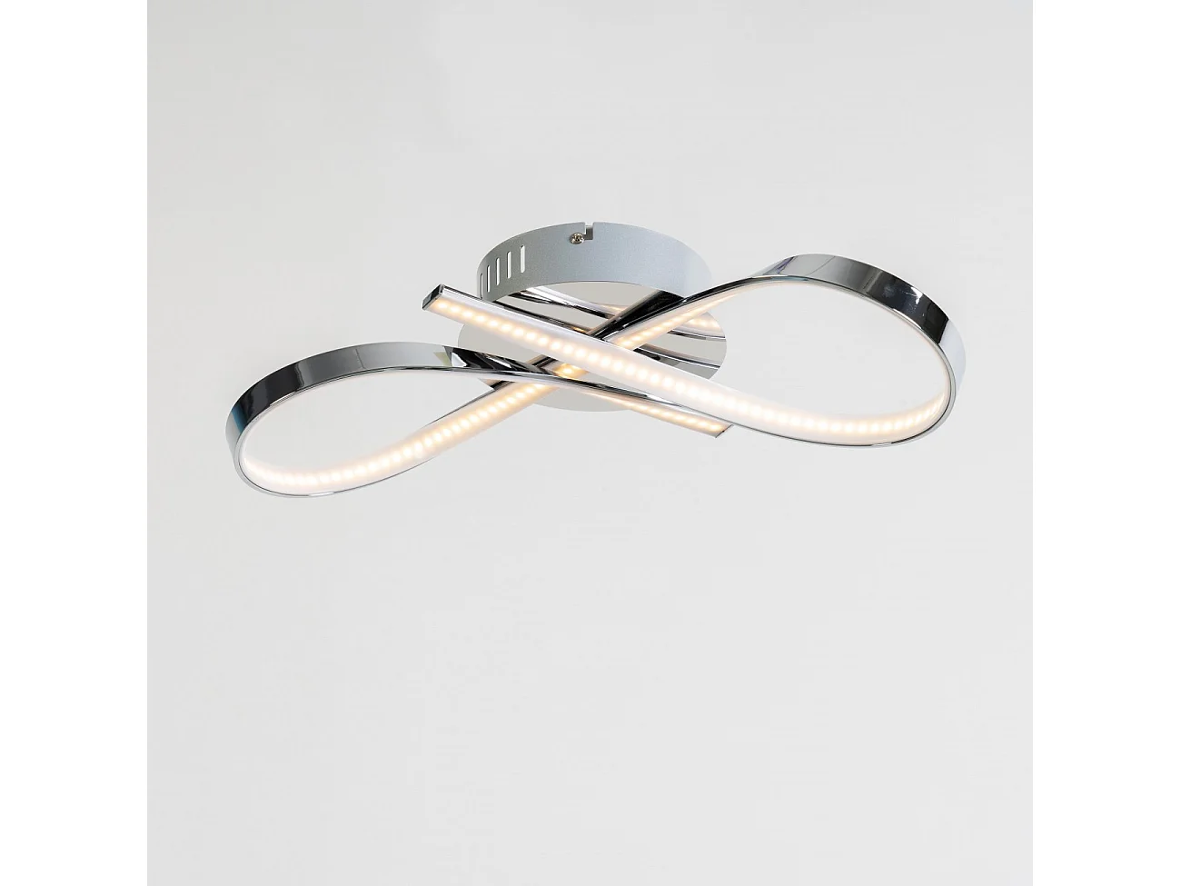 Plafonnier LED dimmable design ruban infini chromé - Acht