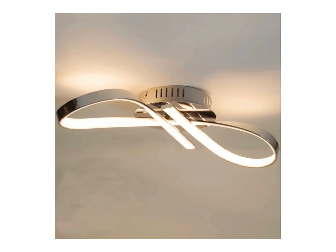 Plafonnier LED dimmable design ruban infini chromé - Acht