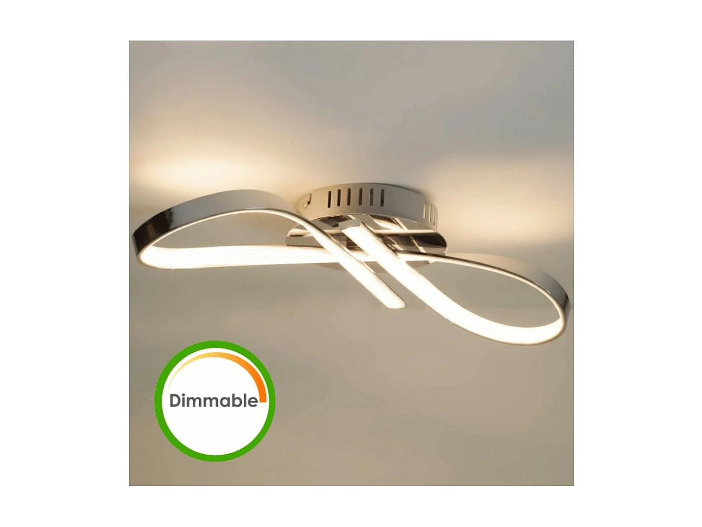 Plafonnier LED dimmable design ruban infini chromé - Acht