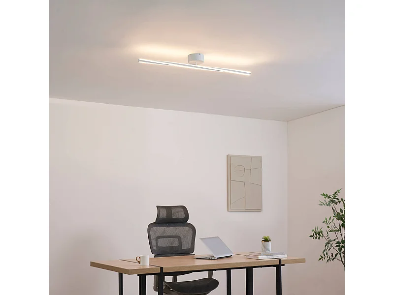 Plafonnier ou longue applique épurée blanche 100 cm intensité variable - Telvo