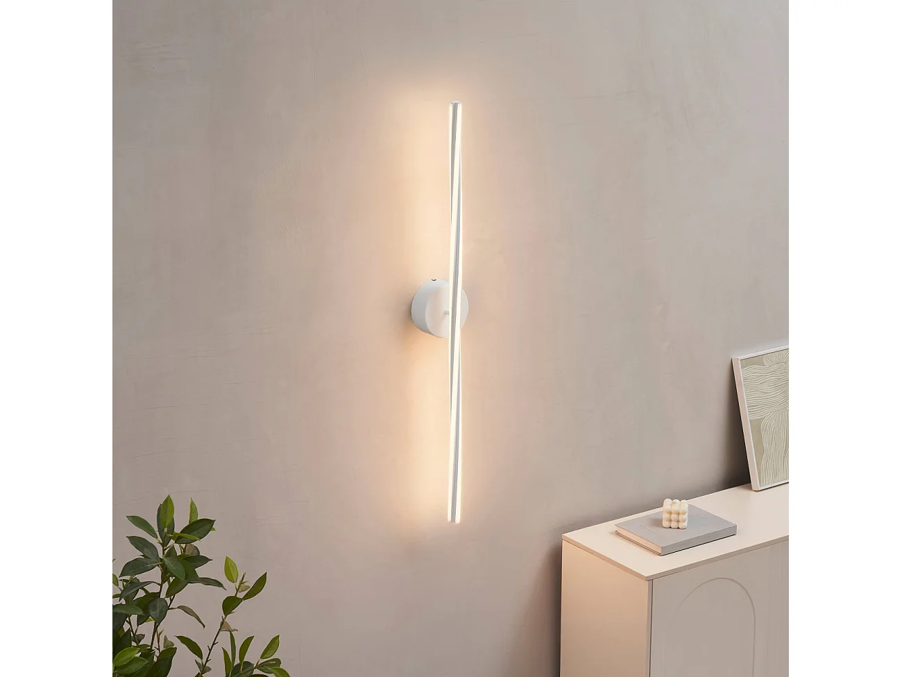 Plafonnier ou longue applique épurée blanche 100 cm intensité variable - Telvo