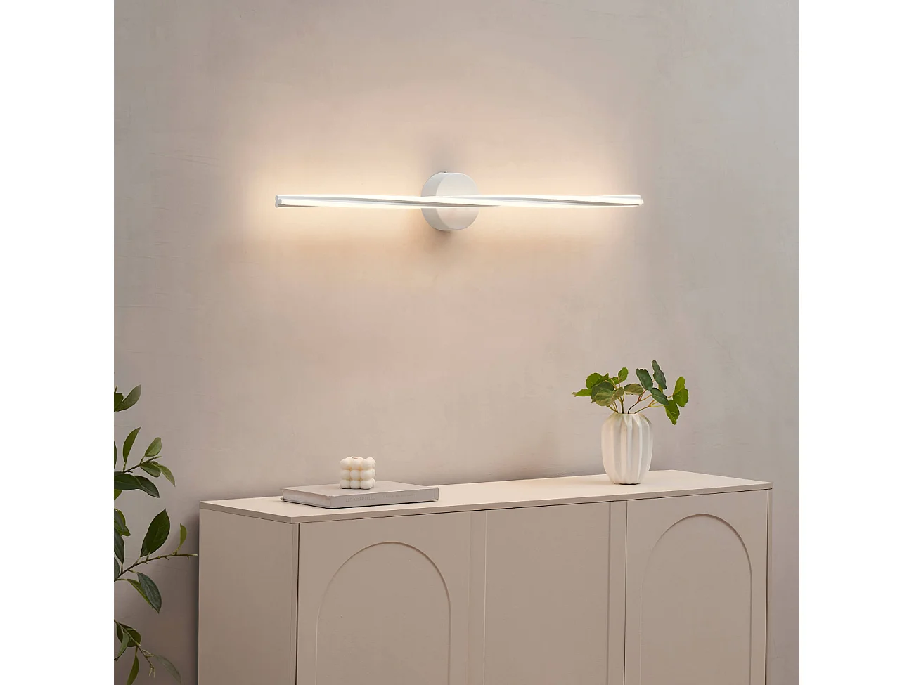 Plafonnier ou longue applique épurée blanche 100 cm intensité variable - Telvo