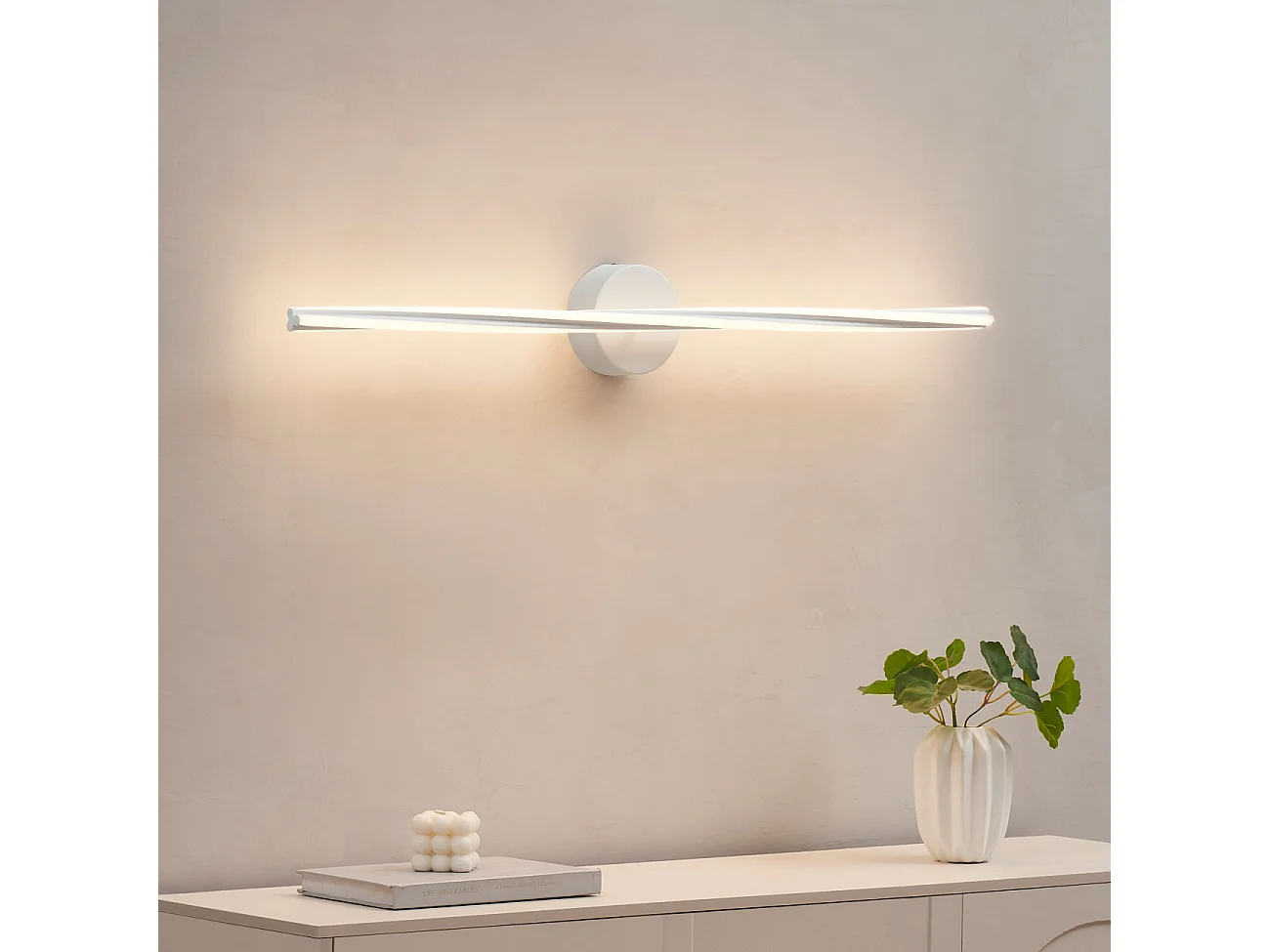 Plafonnier ou longue applique épurée blanche 100 cm intensité variable - Telvo