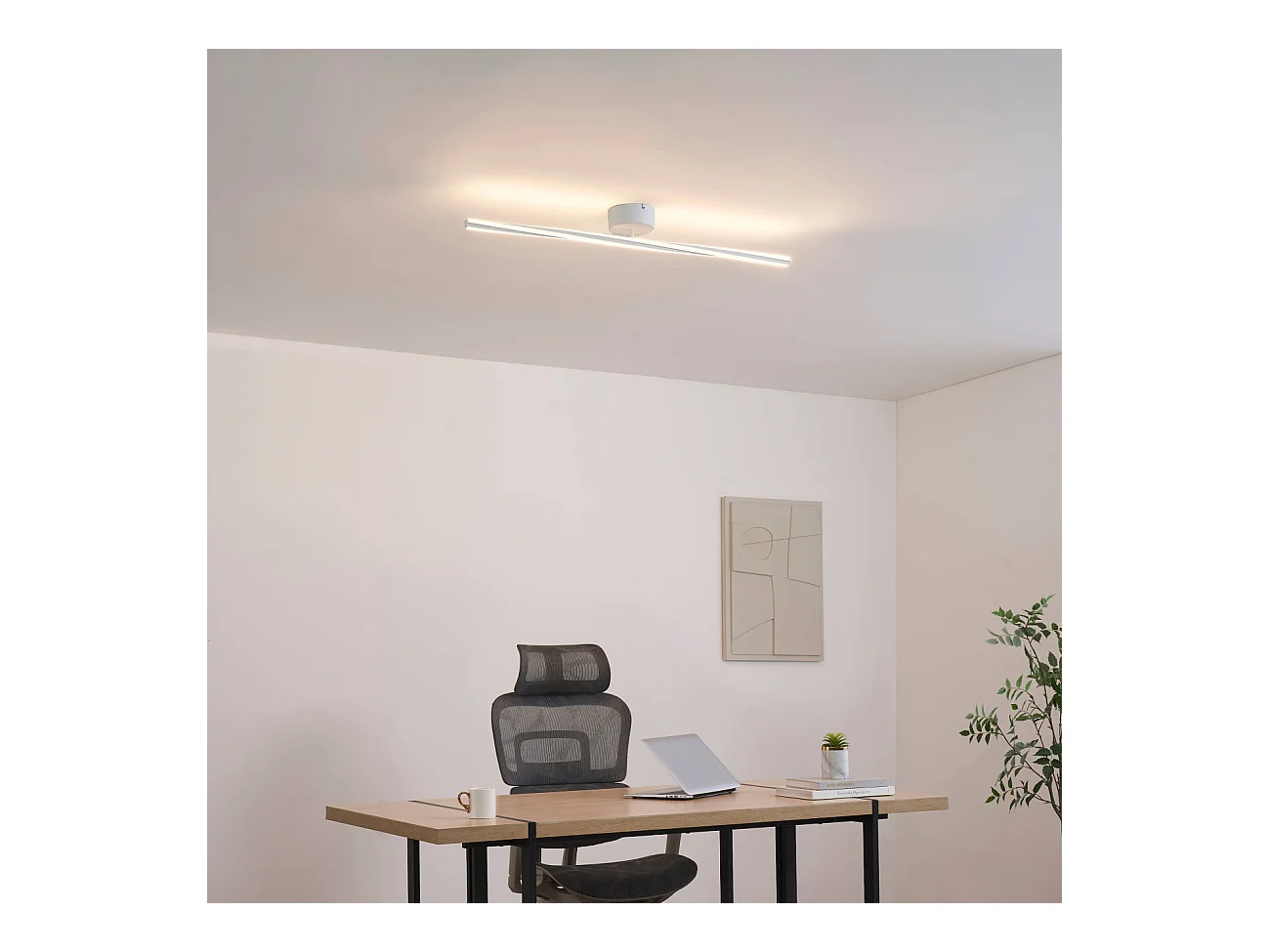 Plafonnier ou longue applique épurée blanche 100 cm intensité variable - Telvo