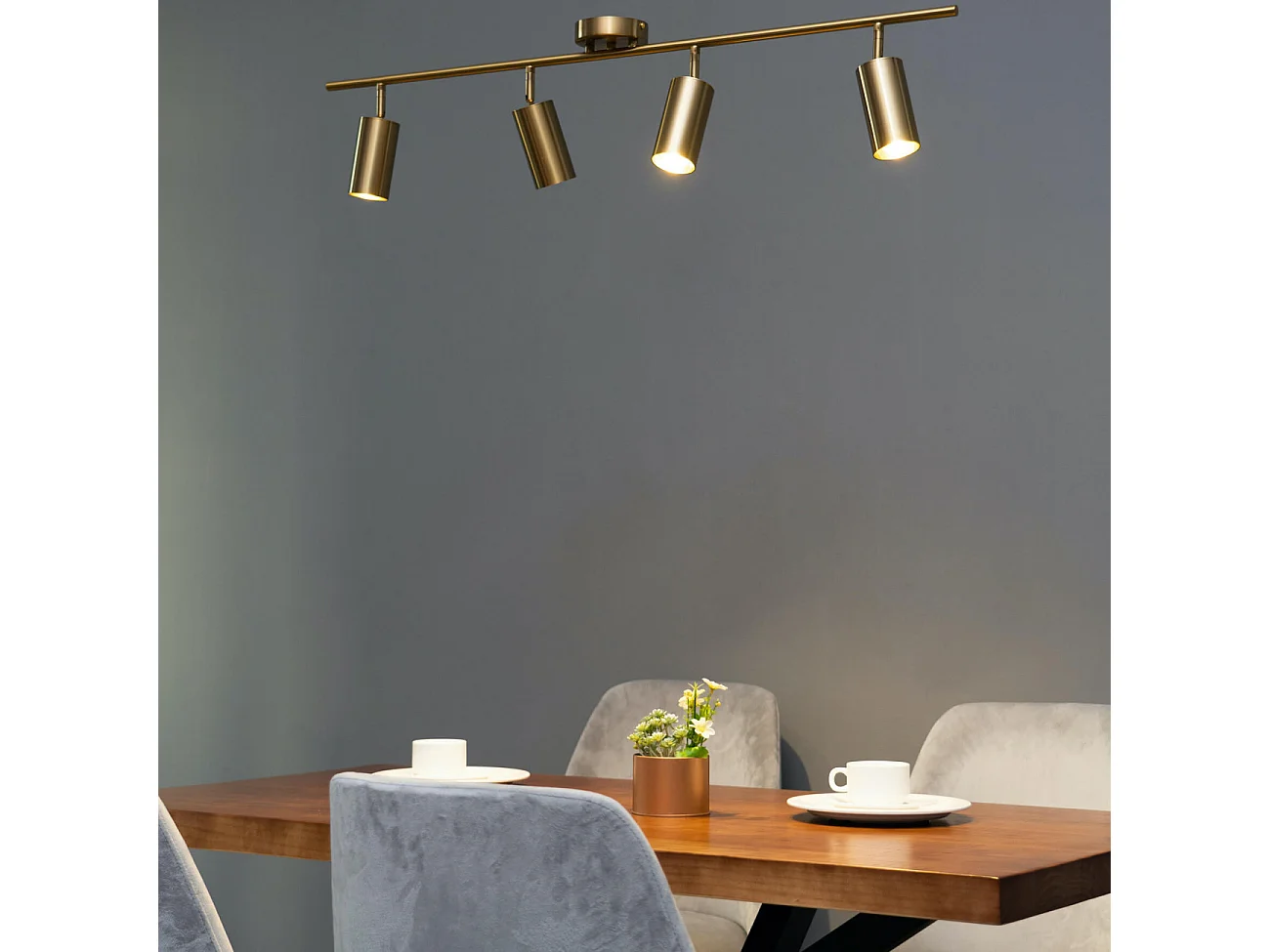 Plafonnier à tête multiple en métal doré - Estrid