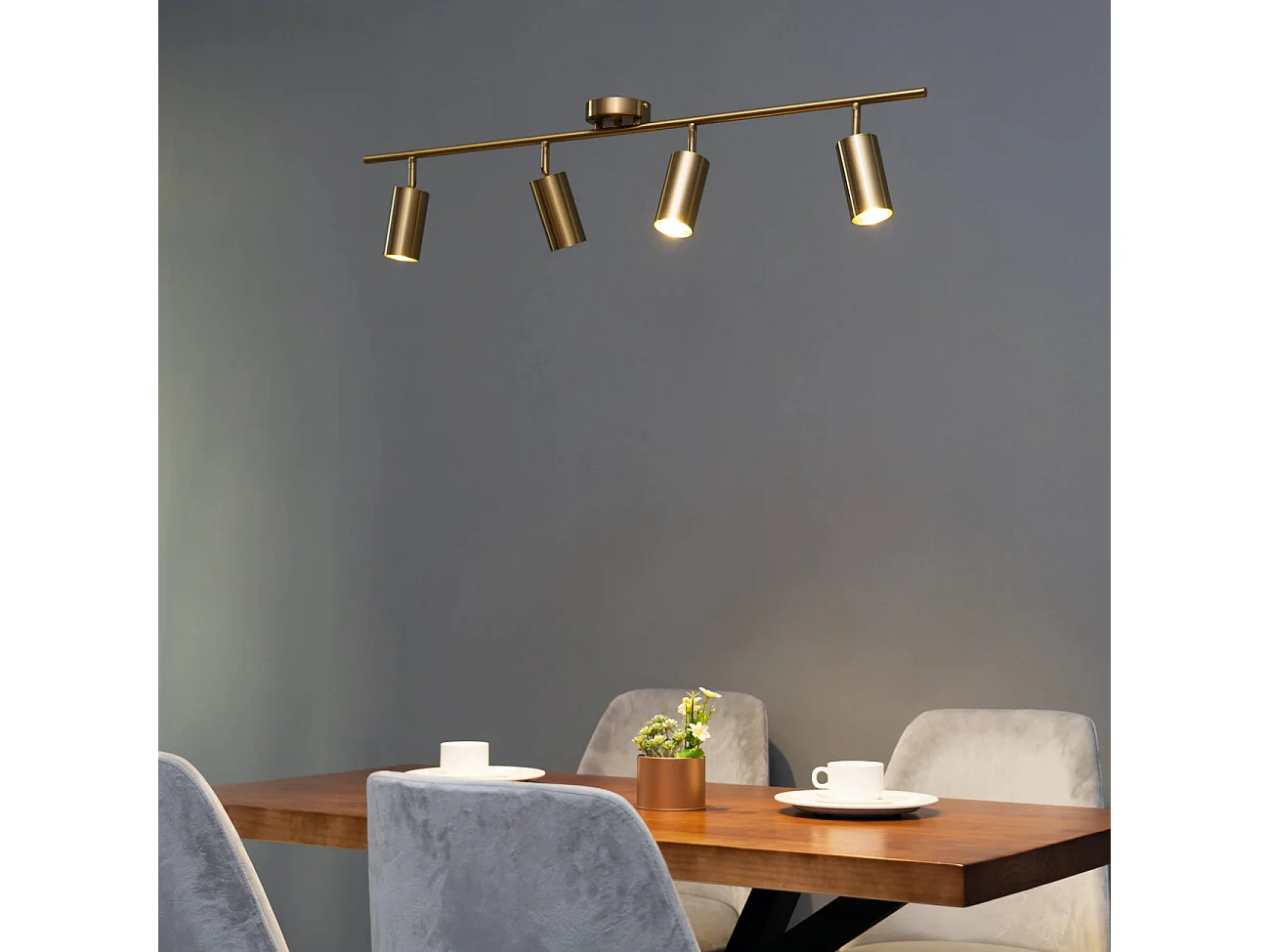 Plafonnier à tête multiple en métal doré - Estrid