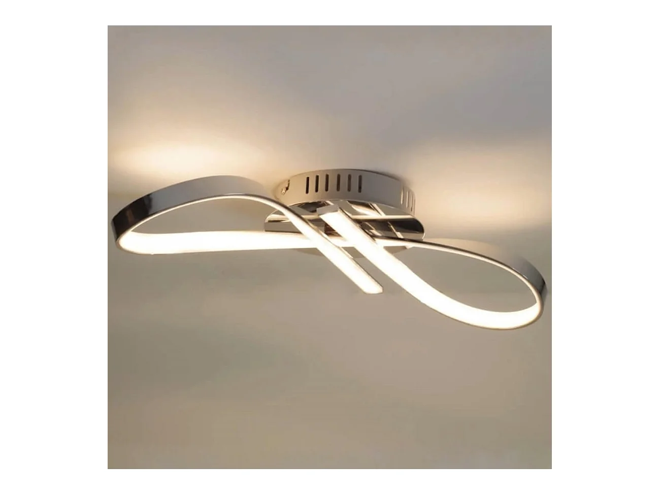 Plafonnier LED design ruban infini chrome - Acht