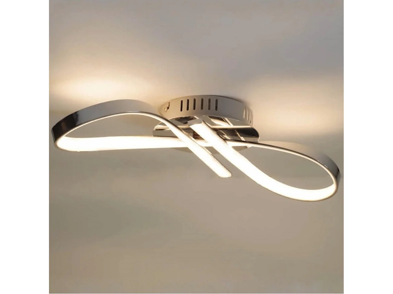 Plafonnier LED design ruban infini chrome - Acht