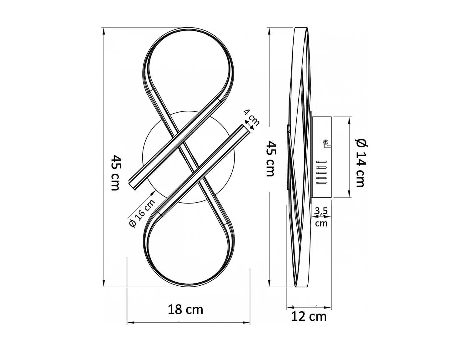 Plafonnier LED design ruban infini chrome - Acht