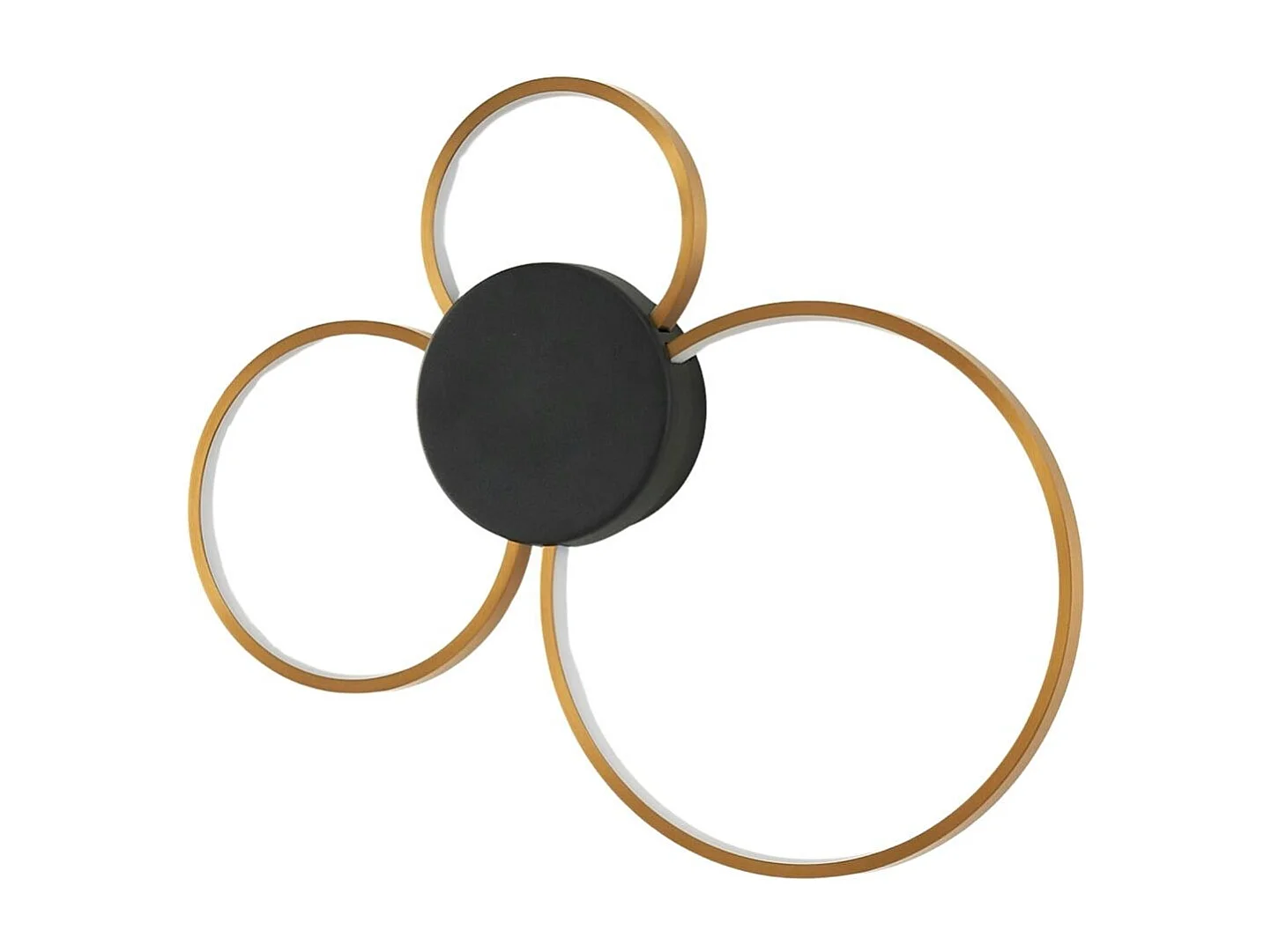 Plafonnier ou applique triple cercle noir et laiton dimmable - Alisa