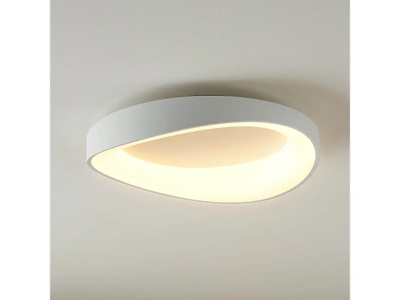Plafonnier rond blanc épuré LED intégrées dimmable 50 cm - Belina