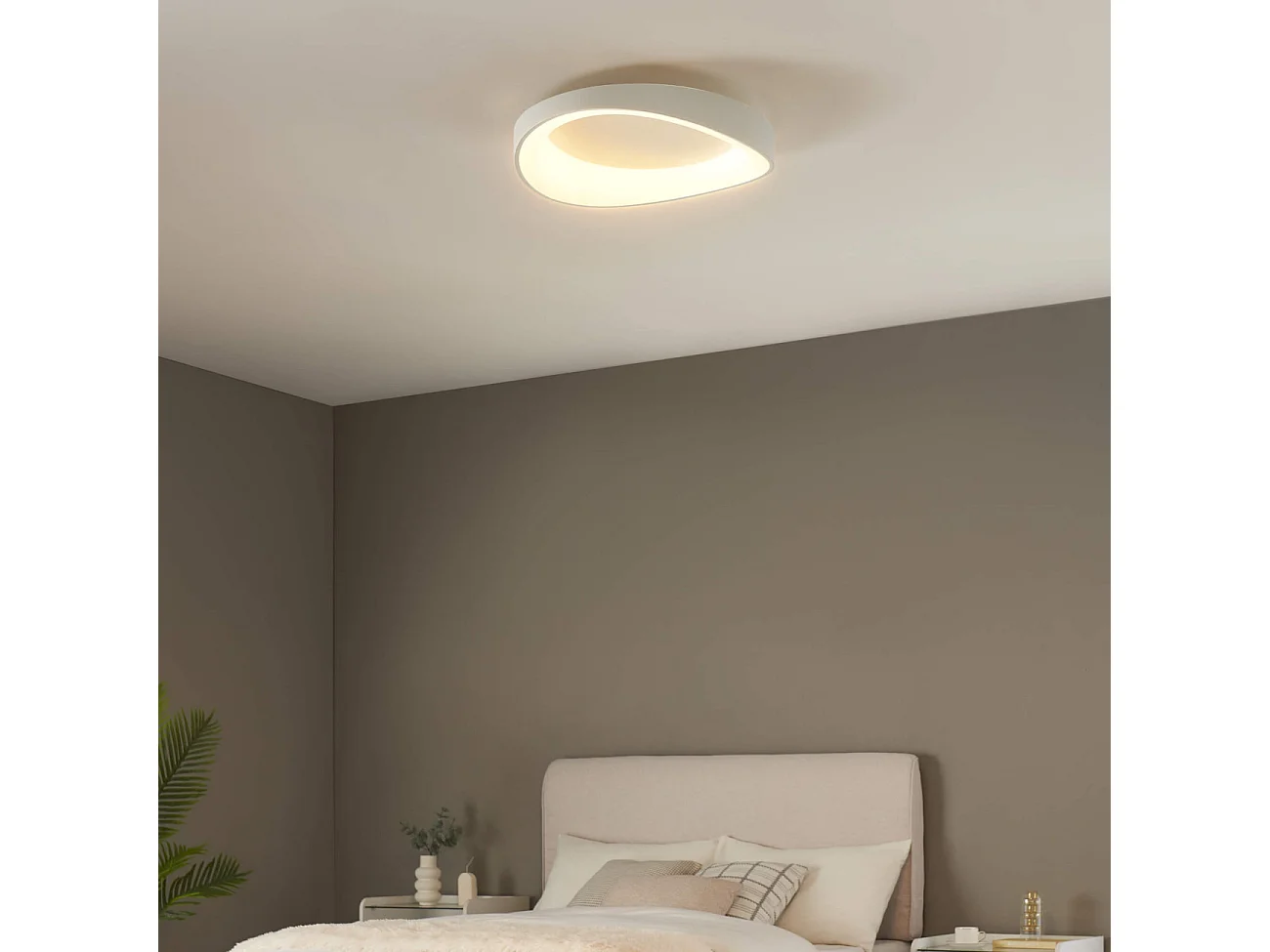 Plafonnier rond blanc épuré LED intégrées dimmable 50 cm - Belina