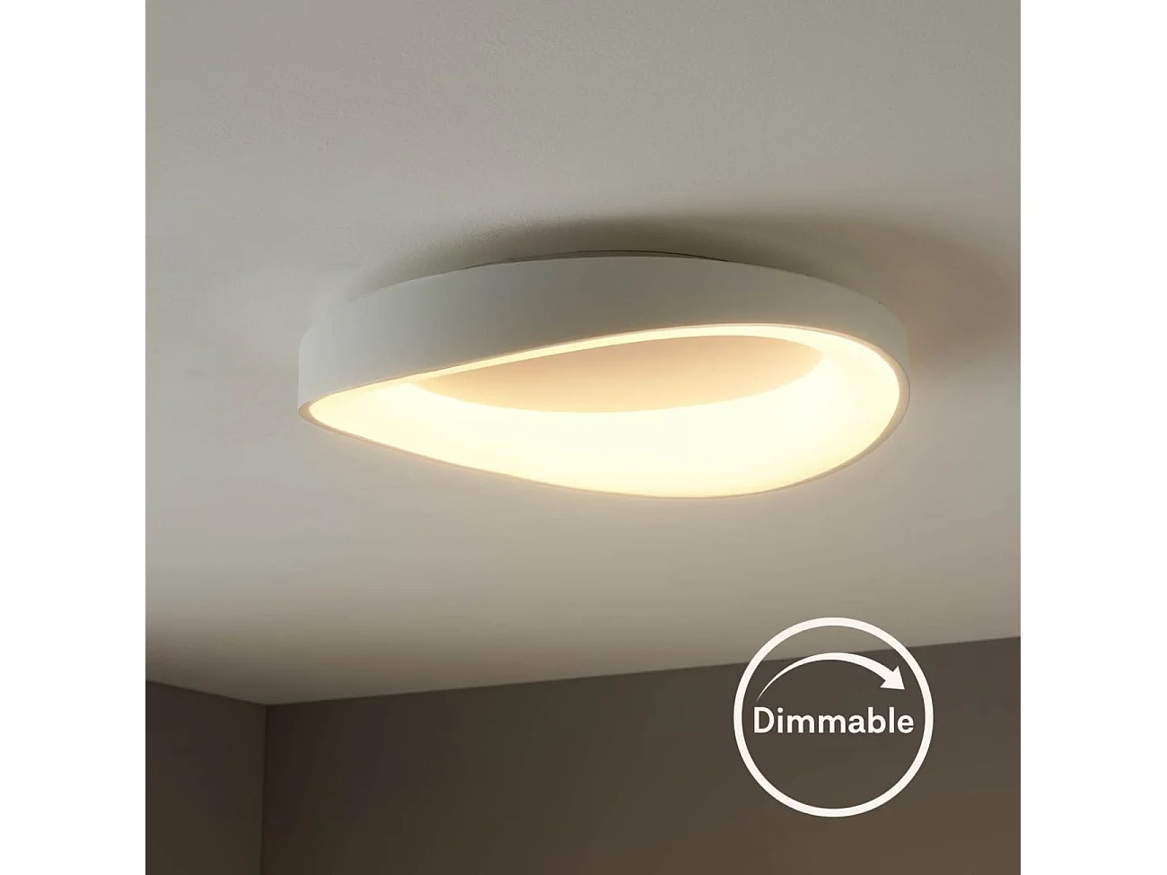 Plafonnier rond blanc épuré LED intégrées dimmable 50 cm - Belina