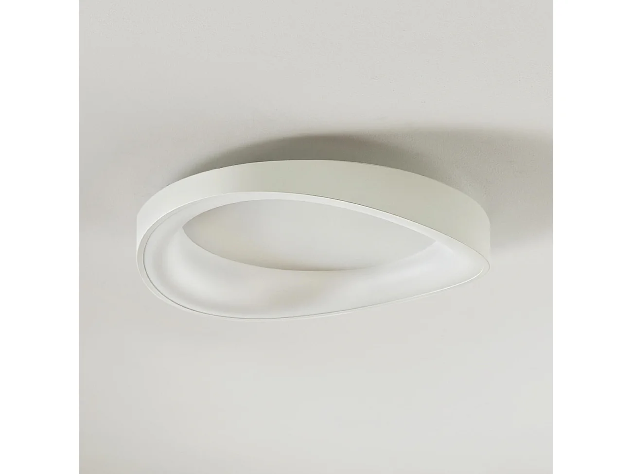 Plafonnier rond blanc épuré LED intégrées dimmable 50 cm - Belina