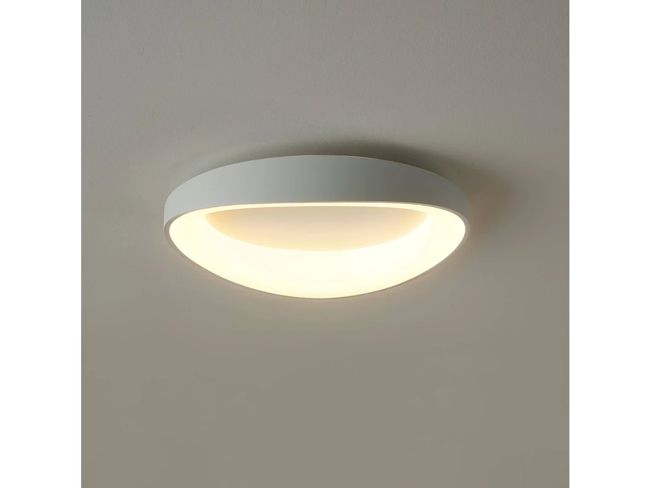 Plafonnier rond blanc épuré LED intégrées dimmable 50 cm - Belina