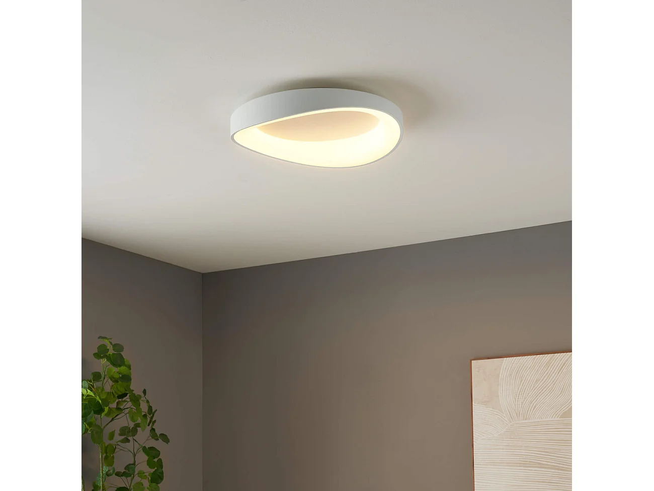 Plafonnier rond blanc épuré LED intégrées dimmable 50 cm - Belina
