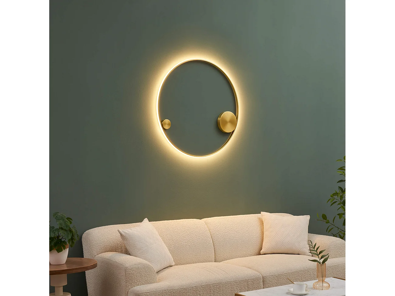 Plafonnier ou grande applique dimmable cercle laiton 80 cm - Ceira