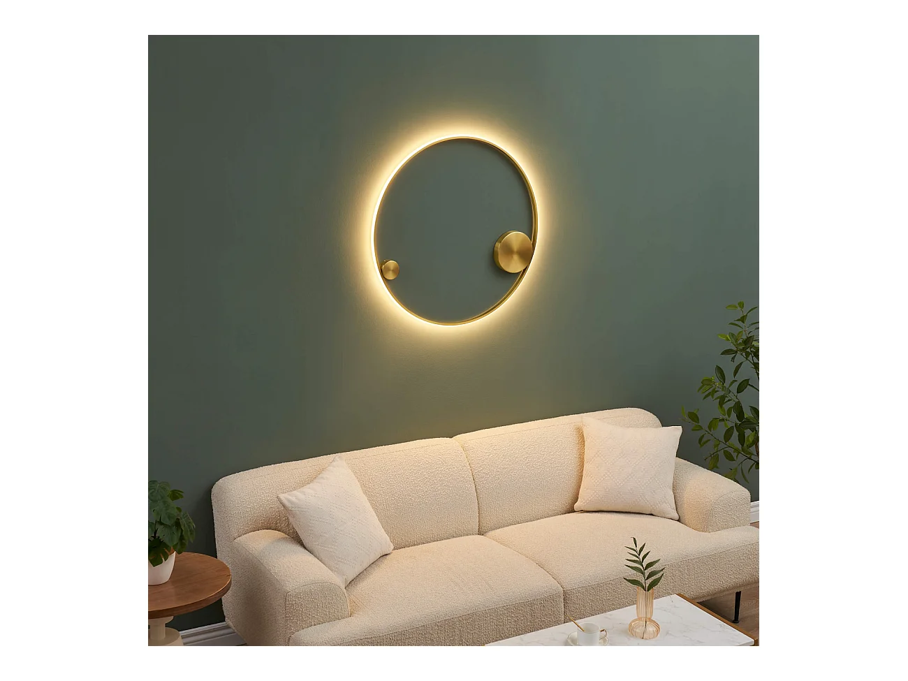 Plafonnier ou grande applique dimmable cercle laiton 80 cm - Ceira