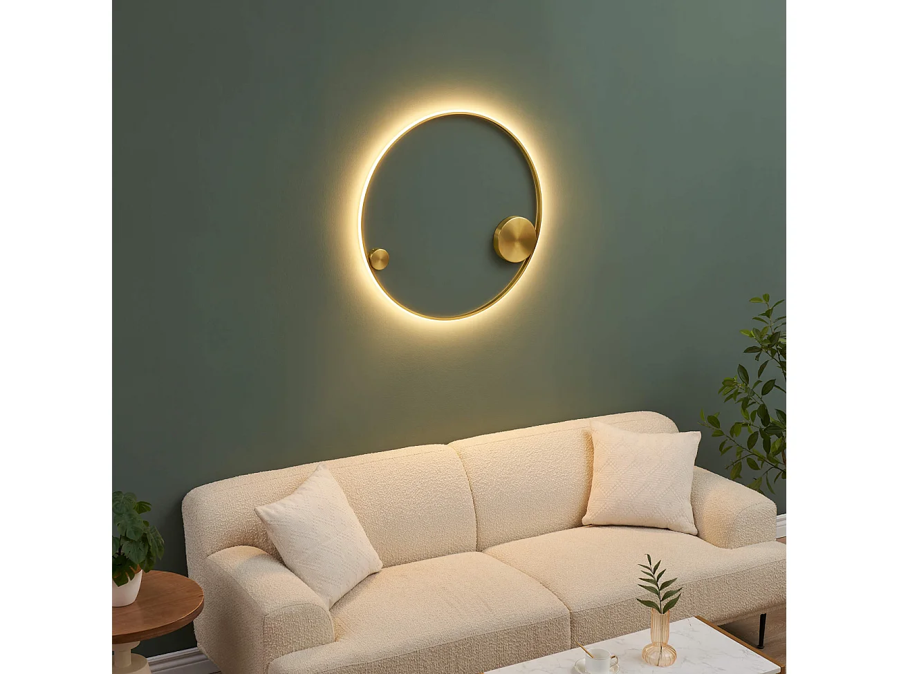 Plafonnier ou grande applique dimmable cercle laiton 80 cm - Ceira