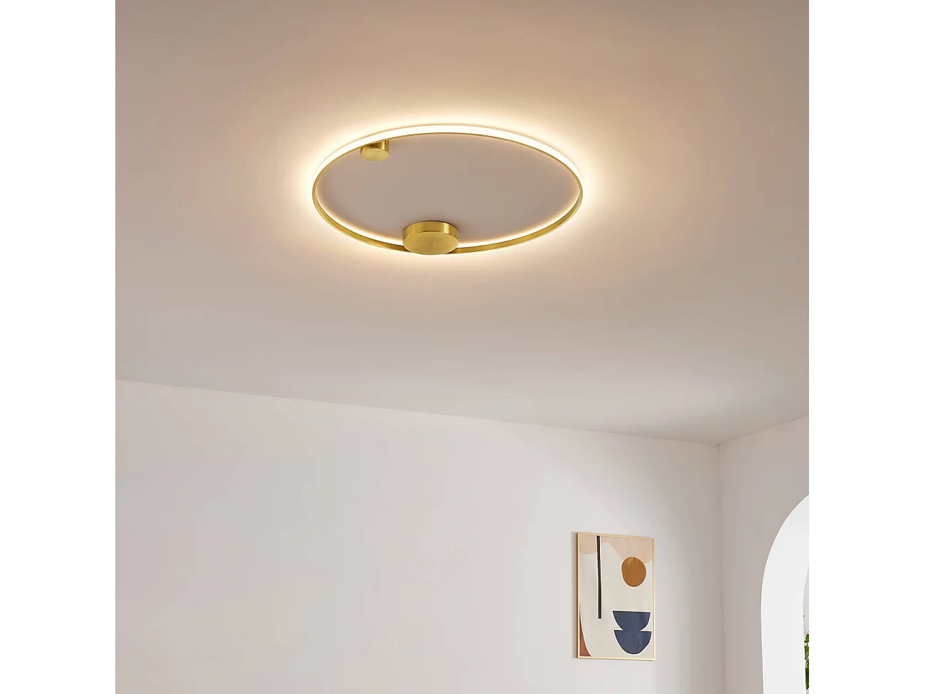 Plafonnier ou grande applique dimmable cercle laiton 80 cm - Ceira