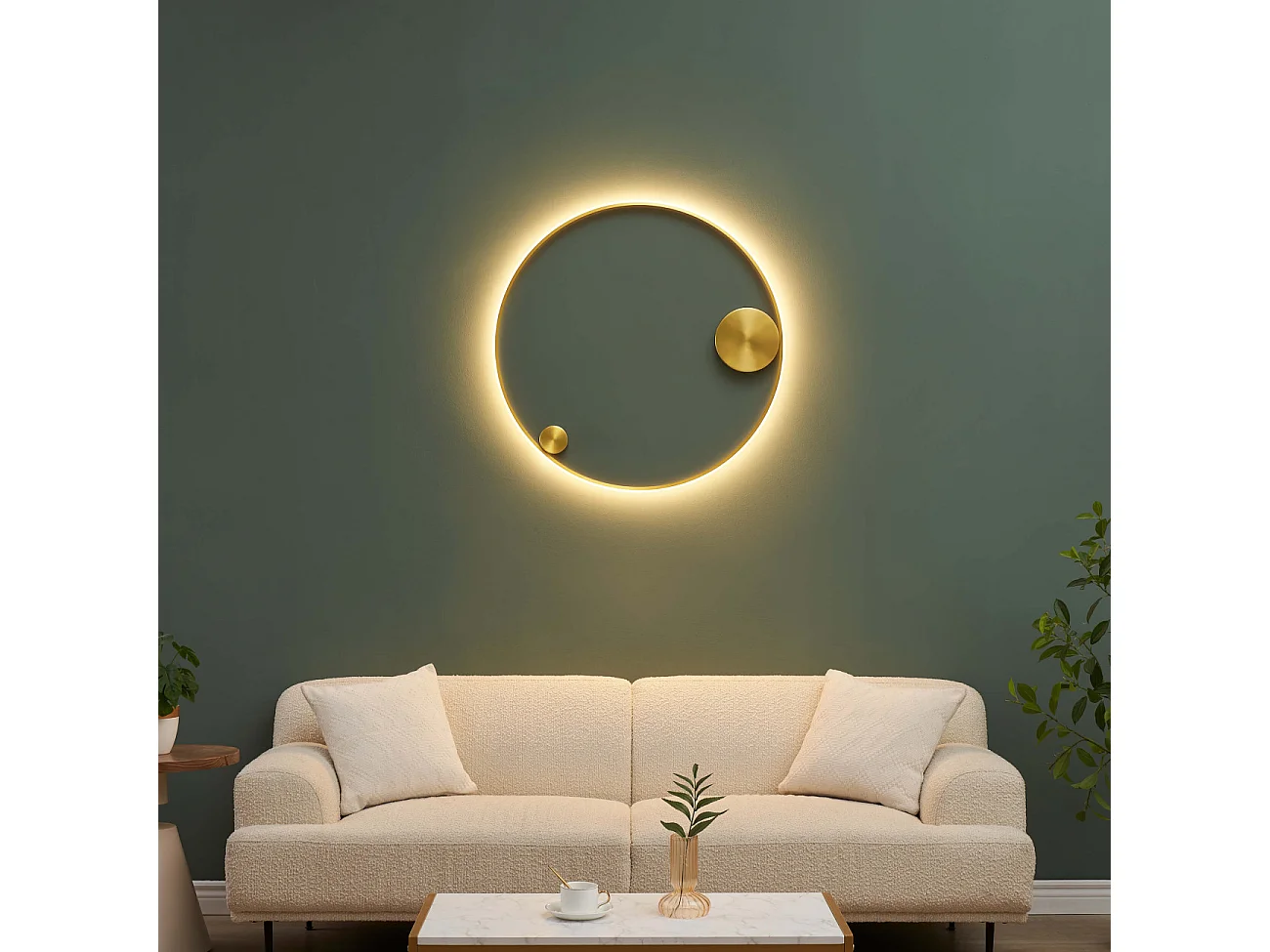 Plafonnier ou grande applique dimmable cercle laiton 80 cm - Ceira