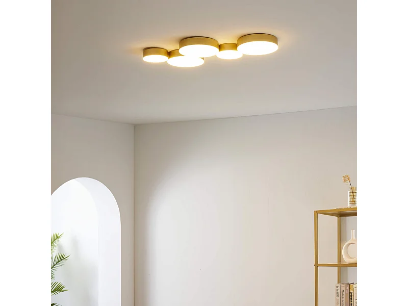 Plafonnier moderne doré 5 spots lumineux LED - Skavi
