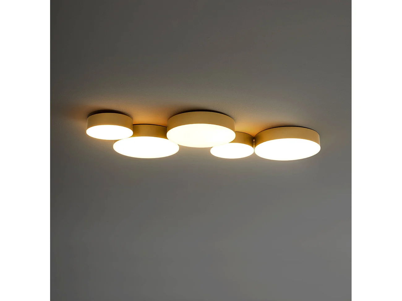 Plafonnier moderne doré 5 spots lumineux LED - Skavi