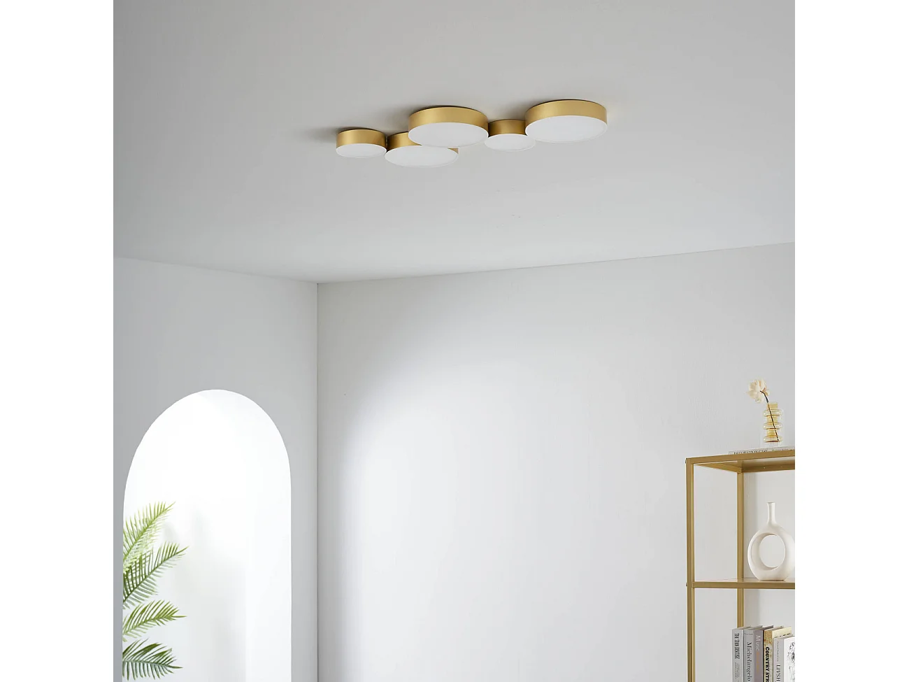 Plafonnier moderne doré 5 spots lumineux LED - Skavi