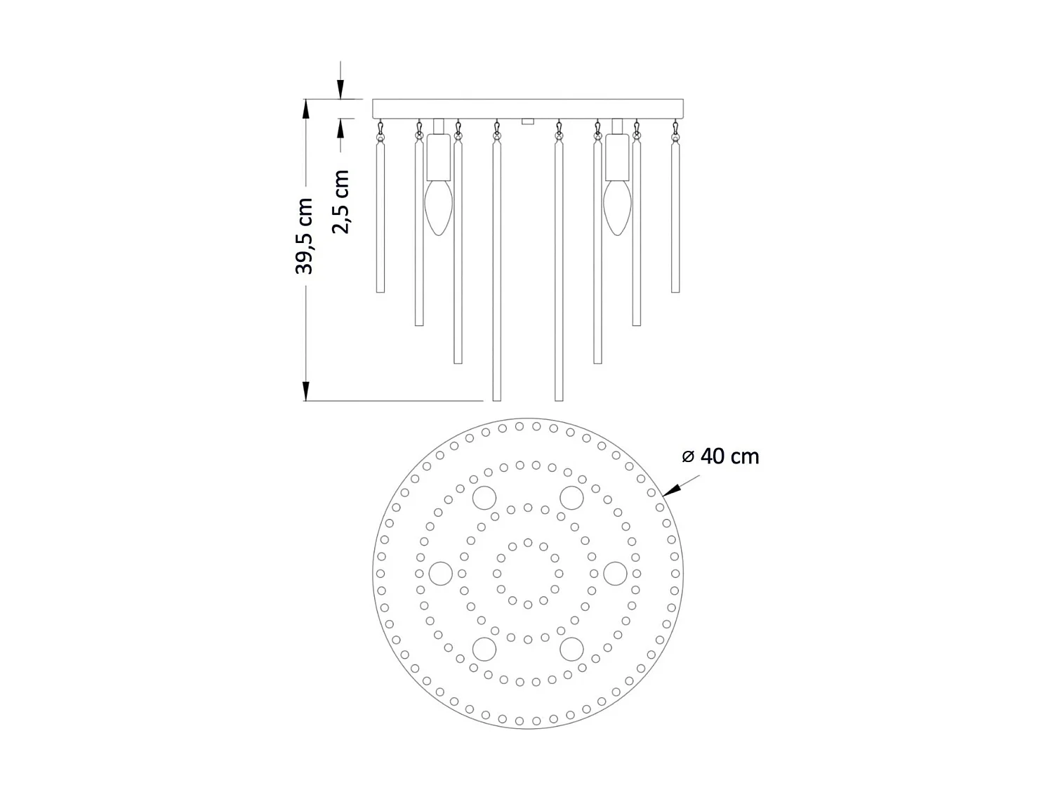 Plafonnier chic chromé en verre cascade de pampille transparentes - Sandrilla