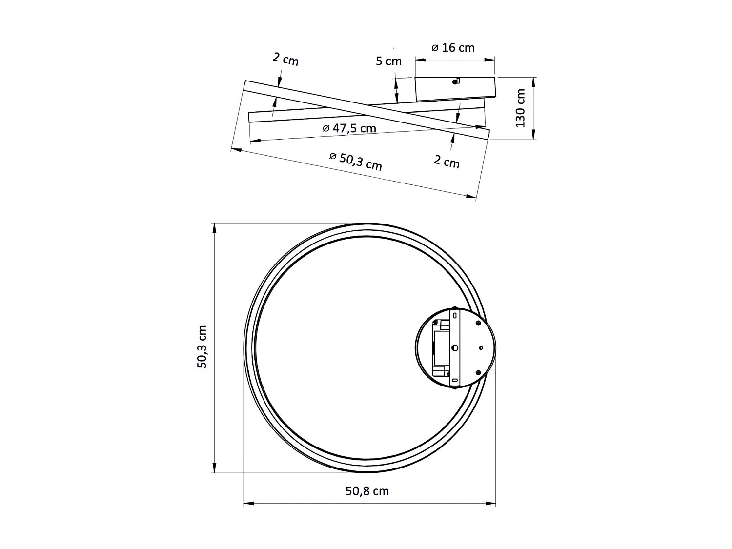 Plafonnier design noir LED dimmable 50 cm - Unity