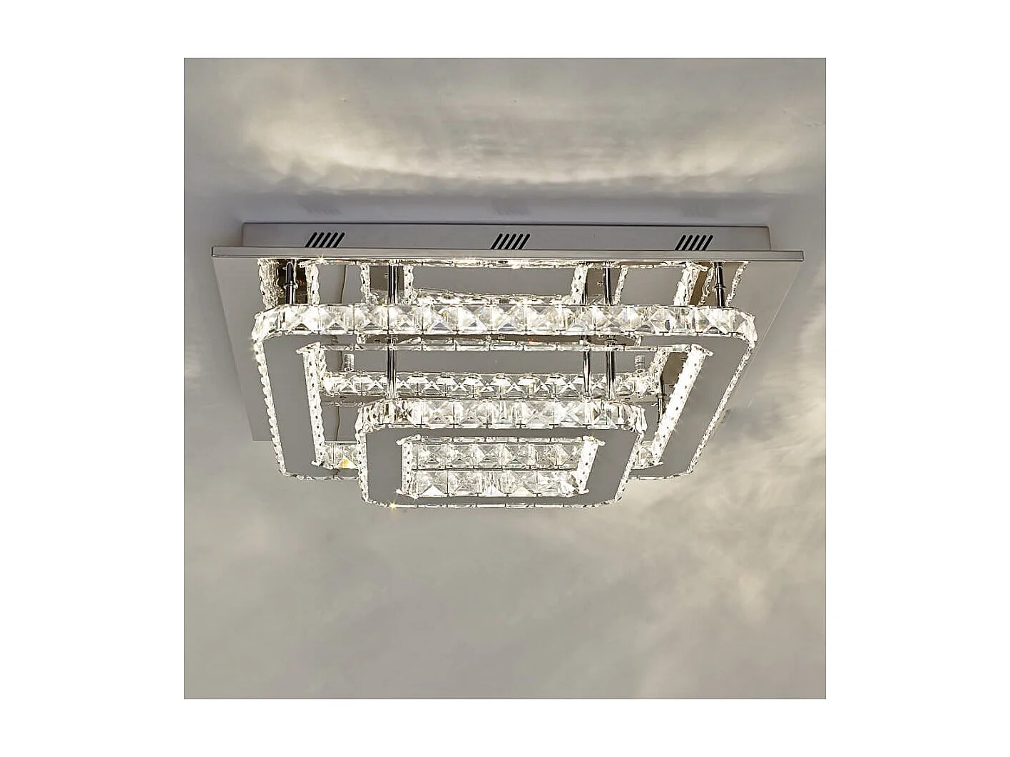 Plafonnier LED cristal 2 carrés design - Wade