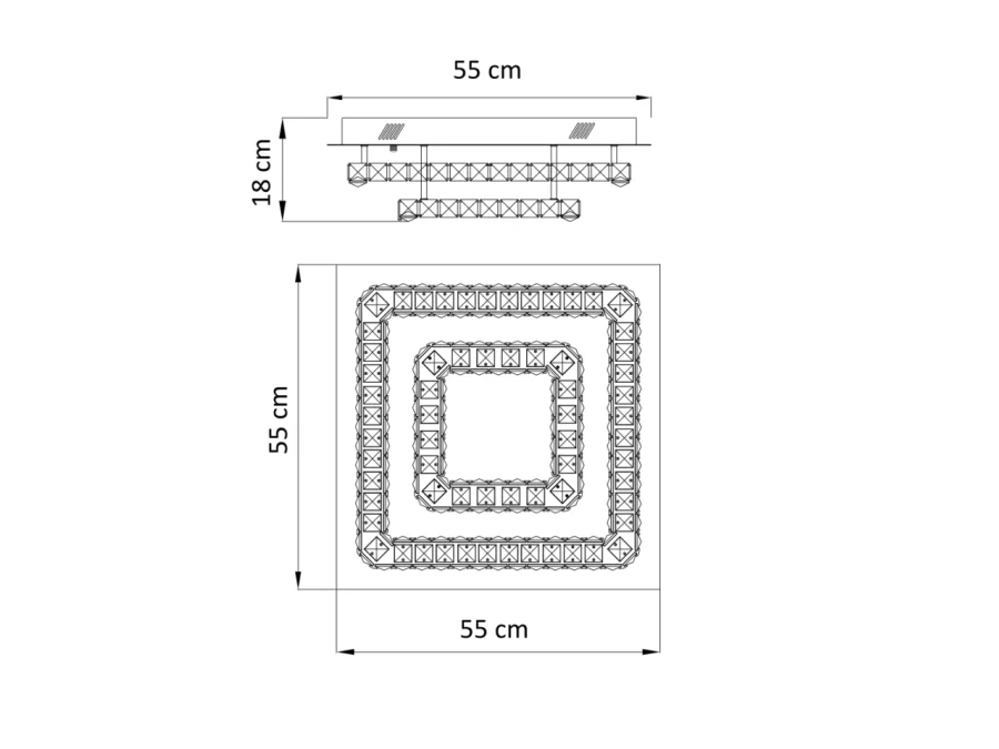 Plafonnier LED cristal 2 carrés design - Wade