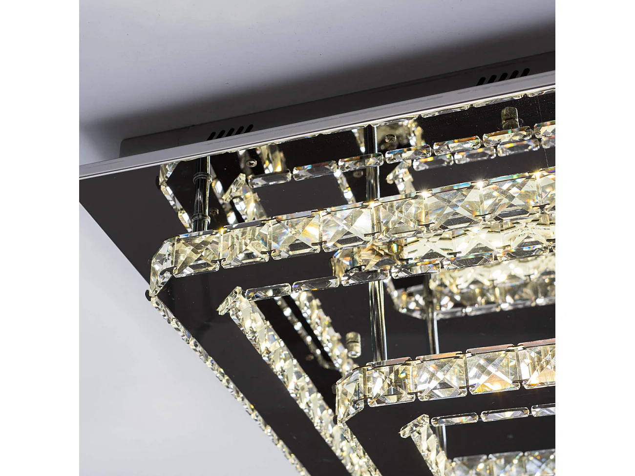 Plafonnier LED cristal 2 carrés design - Wade