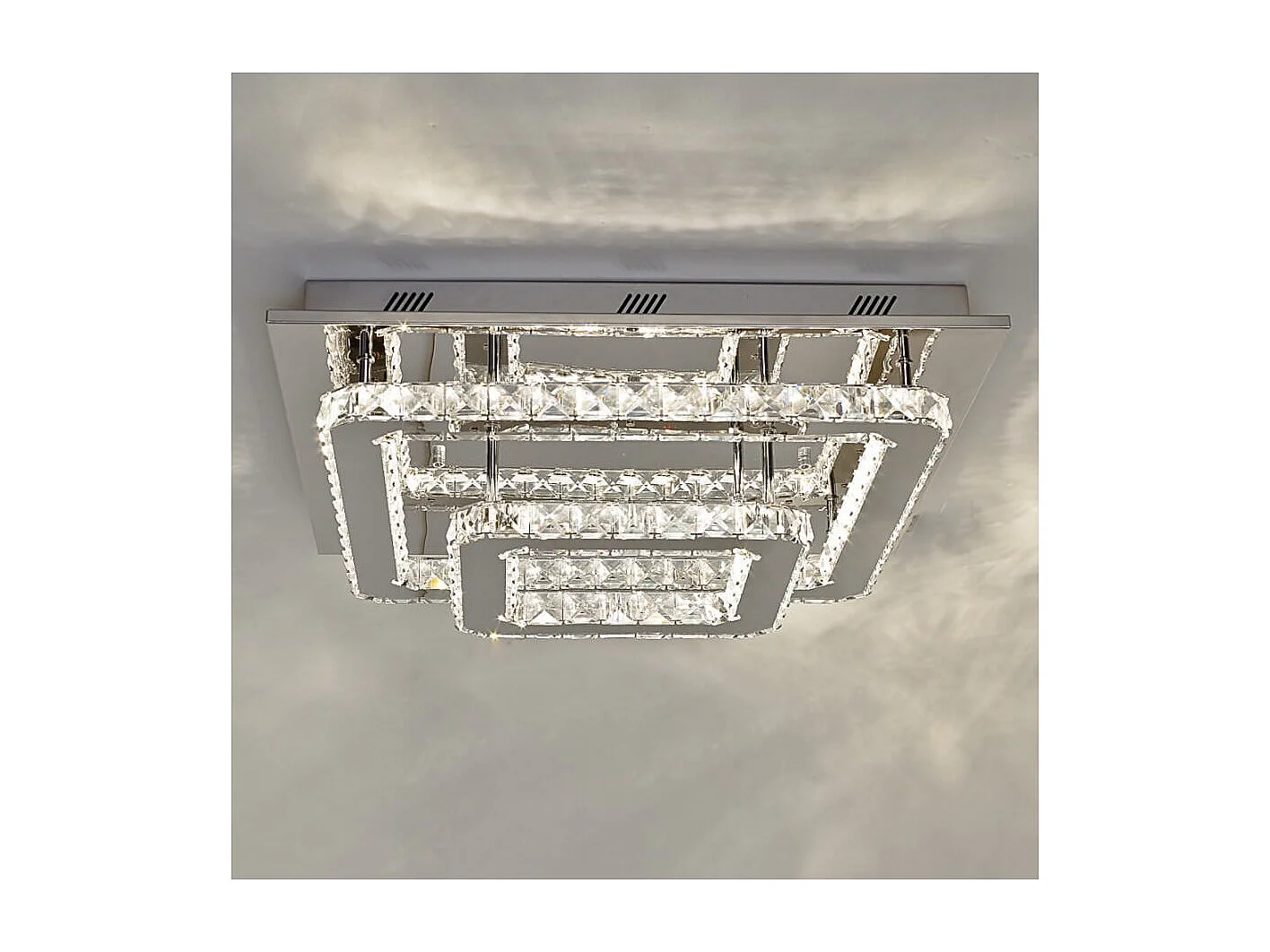 Plafonnier LED cristal 2 carrés design - Wade