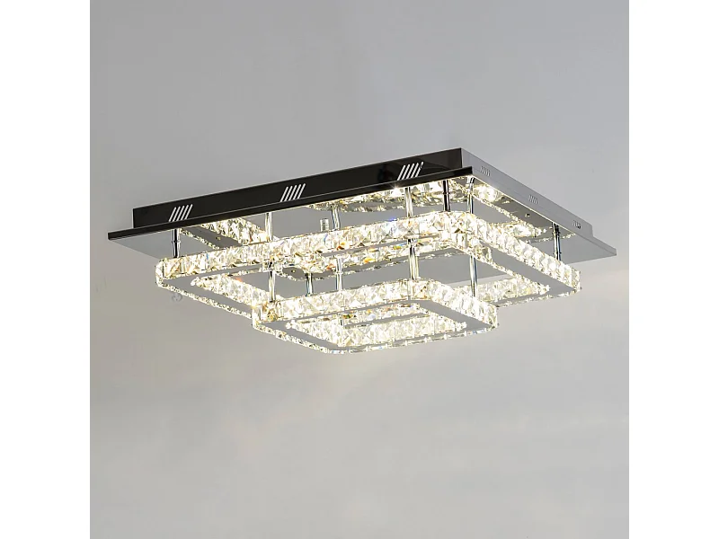 Plafonnier LED cristal 2 carrés design - Wade