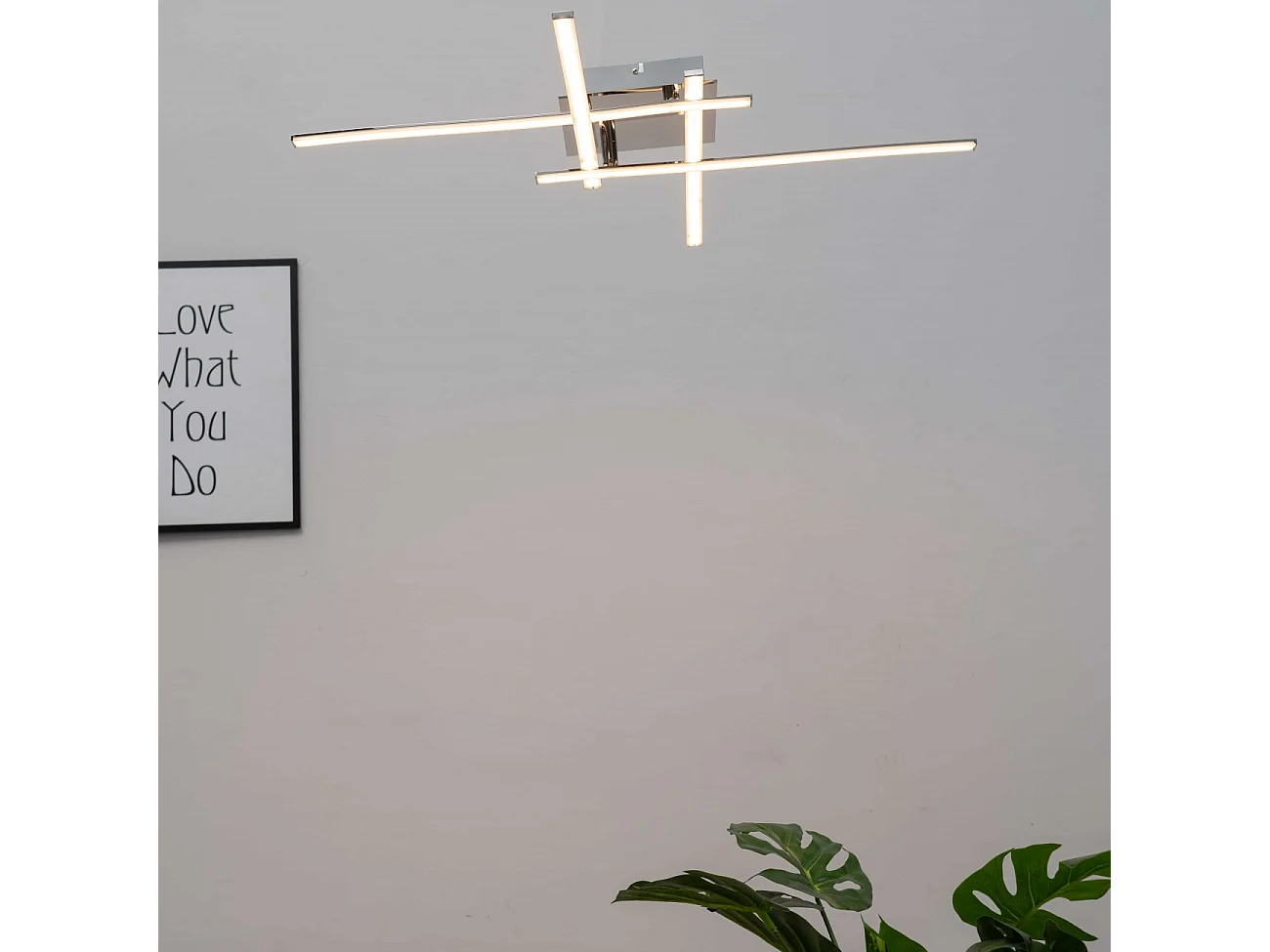 Plafonnier LED design 4 bras chromés - Yuna