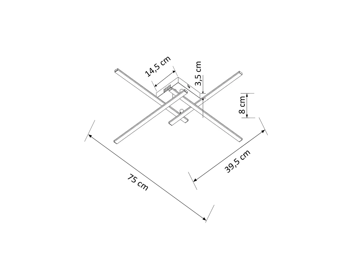 Plafonnier LED design 4 bras chromés - Yuna