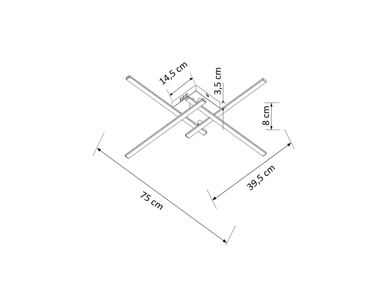 Plafonnier LED design 4 bras chromés - Yuna