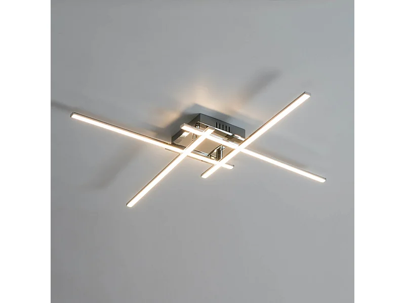 Plafonnier LED design 4 bras chromés - Yuna