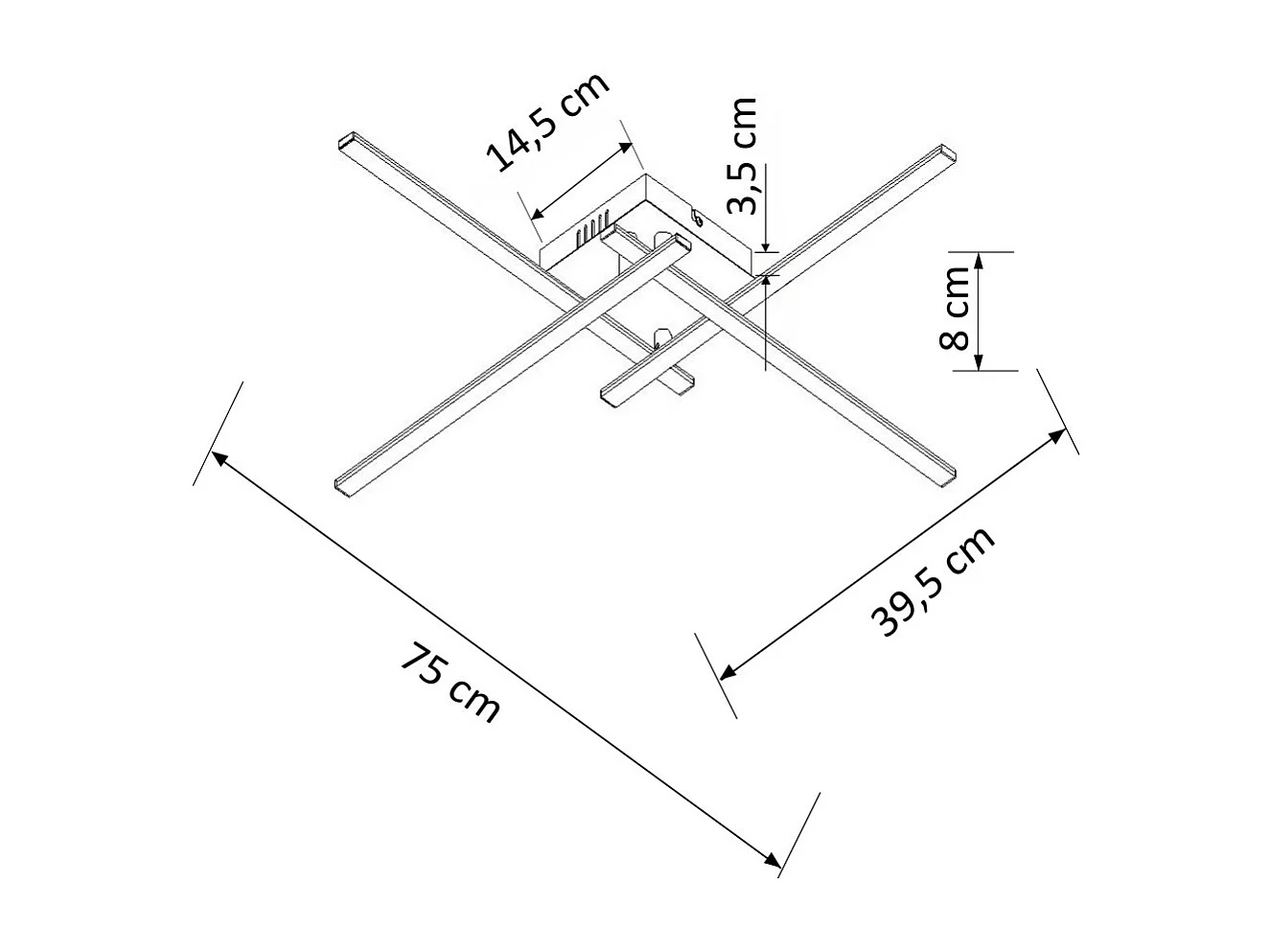 Plafonnier LED design 4 bras nickel - Yuna
