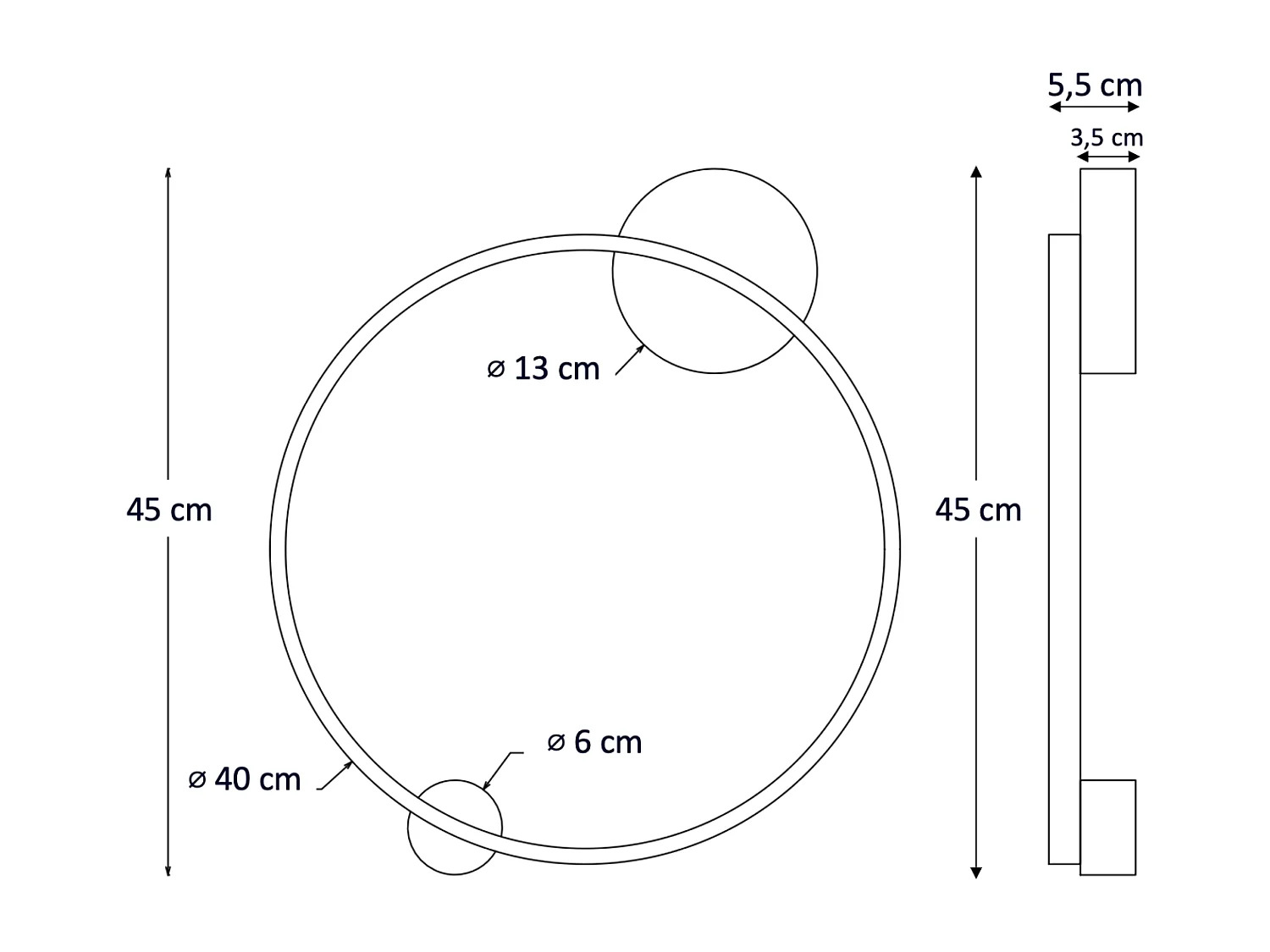 Applique murale cercle laiton minimaliste 40 cm dimmable - Ceira