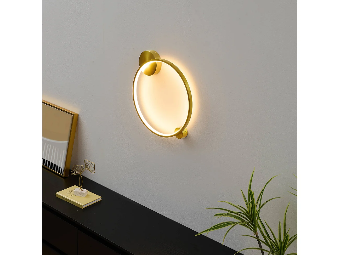 Applique murale cercle laiton minimaliste 40 cm dimmable - Ceira