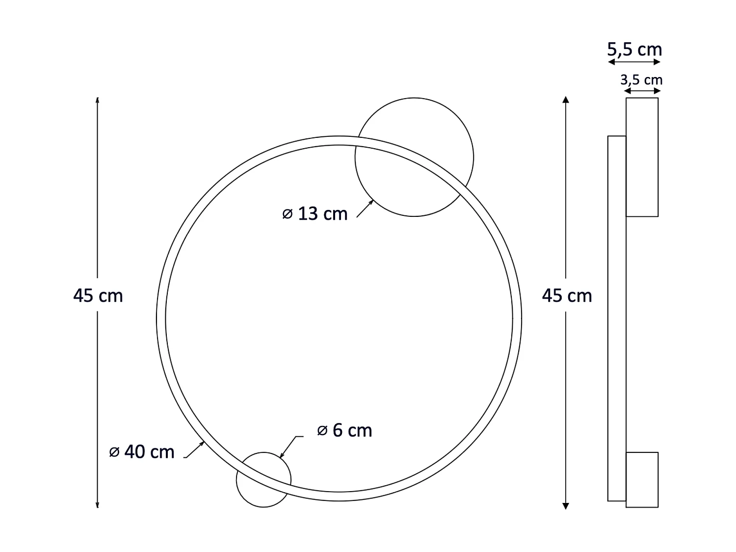 Applique murale cercle laiton minimaliste 40 cm dimmable - Ceira